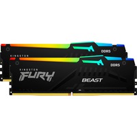 Kingston FURY DIMM 32 GB DDR5-6000 (2x 16 GB) Dual-Kit, Arbeitsspeicher schwarz, KF560C30BBAK2-32, FURY Beast RGB, INTEL XMP