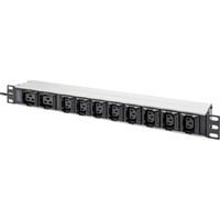 Digitus Steckdosenleiste 19" PDU mit Aluminiumprofil, 10-fach, 8x C13, 2x C19 schwarz/aluminium, 2 Meter Kabel, 1 HE, 1-phasig 16A, Kaltgerätestecker C20