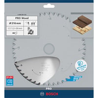 Bosch Professional PRO Wood cordless Kreissägeblatt, Ø 216mm, 48Z Bohrung 30mm, für Akku-Kappsägen