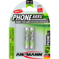 Ansmann 550mAh DECT, Akku silber, 2x AAA (Micro)