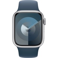 Apple Watch Series 9, Smartwatch silber/blau, Aluminium, 41 mm, Sportarmband