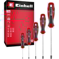 EINHELL Schraubendreher-Set PZ, 5-teilig rot/schwarz, Ergonomische Zweikomponentengriffe
