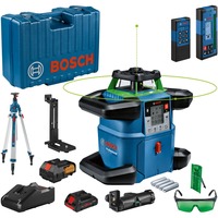 Bosch Professional Akku-Rotationslaser GRL 650 CVHG Professional, 18Volt, mit Baustativ blau, Akku ProCORE18V 4,0Ah, Koffer, grüne Laserlinie