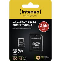Intenso UHS-I Professional 256 GB microSDXC, Speicherkarte schwarz, UHS-I U3, Class 10