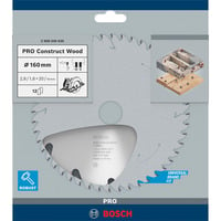 Bosch Kreissägeblatt Construct Wood, Ø 160mm, 12Z Bohrung 20mm, für Handkreissägen