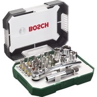 Bosch Heimwerken & Garten Schrauberbit- / Ratschen-Set, 26-teilig, Knarre grün