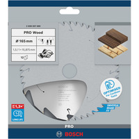 Bosch Professional PRO Wood cordless Kreissägeblatt, Ø 165mm, 12Z Bohrung 15,875mm, für Akku-Handkreissägen