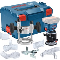 Bosch Professional Akku-Kantenfräse GKF 18V-8 Professional solo + Taucheinheit, Oberfräse blau/schwarz, ohne Akku und Ladegerät, in L-BOXX