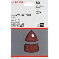 Bosch Schleifblatt C430 Expert for Wood and Paint, 102 x 62 / 93mm, K80 10 Stück, für Multischleifer