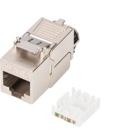 Digitus Keystone-Modul Cat. 8.1, geschirmt silber/weiß, werkzeugfreier Montageanschluss