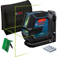 Bosch Linienlaser GLL 2-15 G Professional, Kreuzlinienlaser blau/schwarz, grüne Laserlinien