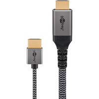 goobay Plus Slim High-Speed-HDMI-Kabel mit Ethernet, 8K @ 60Hz grau, 2 Meter