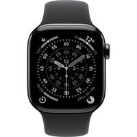 Apple Watch Series 11, Smartwatch Titan Schiefer, Titangehäuse, 42 mm, Sportarmband schwarz M/L, Cellular