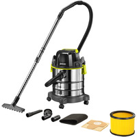 Ryobi R18WDV-0 18 V ONE+, Nass-/Trockensauger schwarz/edelstahl, Akkusauger, ohne Akku und Ladegerät
