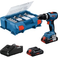 Bosch Professional Akku-Schlagbohrschrauber GSB 18V-65 Professional, 18Volt blau, 2x Li-Ion Akku 4,0Ah, 82-teiliges Zubehör-Set in L-Case