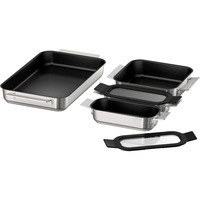 Bosch Home Pro Induction Flex Pfannen-Set HEZ9FF040, 4-teilig edelstahl/schwarz, 1x groß, 1x medium, 2x klein mit Glasdeckel