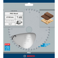 Bosch Professional PRO Wood Kreissägeblatt, Ø 160mm, 12Z Bohrung 20mm, für Handkreissägen