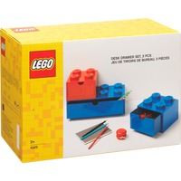 Room Copenhagen LEGO Schreibtischschubladen 3er Set , Aufbewahrungsbox rot/blau