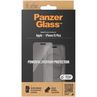 PanzerGlass Displayschutz Classic Fit, Schutzfolie transparent, iPhone 15 Plus