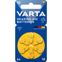 TestA Hörgerätebatterie Hearing Aid Zinc Air 10, PR10 6 Stück, Größe 10
