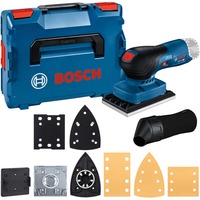 Bosch Professional Akku-Schwingschleifer GSS 12V-13 Professional solo blau/schwarz, ohne Akku und Ladegerät, in L-BOXX, 3 Schleifplatten