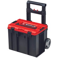 Einhell Systemkoffer E-Case L, Werkzeugkiste schwarz/dunkelrot, mit Räder