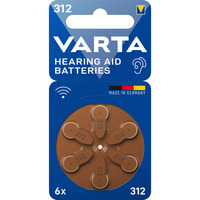 TestA Hörgerätebatterie Hearing Aid Zinc Air 312, PR41 6 Stück, Größe 312
