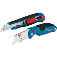 Bosch Professional Cuttermesser-Set Professional, 2-teilig, Teppichmesser blau, für Abbrechklingen und Trapezklingen
