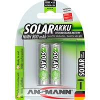 Ansmann 800mAh Solar, Akku silber, 2x AA (Mignon)