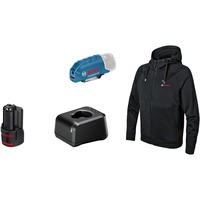 Bosch Heat+Jacket GHH 12+18V Kit Größe 3XL, Arbeitskleidung schwarz, inkl. Ladeadapter GAA 12V-21, 1x 12-Volt-Akku