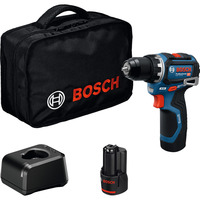 Bosch Professional Akku-Bohrschrauber GSR 12V-32 Professional, 12Volt blau/schwarz, 2x Li-Ionen Akku 2,0Ah, Werkzeugtasche