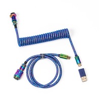 Keychron USB 3.2 Gen 1 Premium Coiled Aviator Kabel, USB-C Stecker > USB-C Stecker blau, 1,08 Meter, gerader Stecker