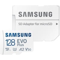Samsung EVO Plus 128 GB microSDXC (2024), Speicherkarte weiß, UHS-I U1, Class 10, V10, A1