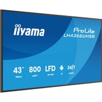 iiyama LH4366UHSB-B1AG, Public Display schwarz (matt), UltraHD/4K, VA, HDMI, USB-C