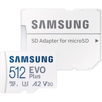 SAMSUNG EVO Plus 512 GB microSDXC (2024), Speicherkarte weiß, UHS-I U1, Class 10, V10, A1