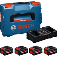 Bosch Professional EXPERT Starter-Set 18V, 2x EXBA 18V-80/-55 + Ladegerät EXAL18V2-320 schwarz, 2x Li-Ionen Akku 5,5Ah, 2x Li-Ionen Akku 8Ah, L-BOXX, AMPShare Alliance