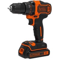 BLACK+DECKER Akku-Bohrschrauber BDCDD186K, 18Volt schwarz/orange, Li-Ionen Akku 1,5 Ah, im Koffer