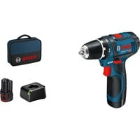 Bosch Akku-Bohrschrauber GSR 12V-15 Professional, 12 Volt blau/schwarz, 2x Li-Ionen Akku 2,0Ah