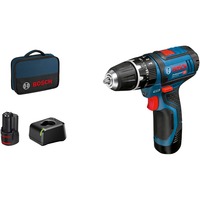 Bosch Akku-Schlagbohrschrauber GSB 12V-15 Professional, 12 Volt, Schlagbohrmaschine blau/schwarz, 2x Li-Ionen Akku 2,0Ah