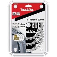 Makita Kreissägeblatt-Satz B-33897, Ø 136mm, 16Z / 24Z 3-teilig, Bohrung 20mm, für Akku-Sägen