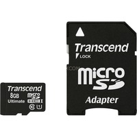 Transcend microSDHC Card 8 GB Ultra, Speicherkarte schwarz, USH-I U1, Class 10