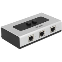 DeLOCK RJ-45 Umschalter, Switch grau/schwarz, 2-Port, manuell, bidirektional