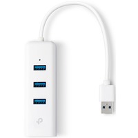 TP-Link 3-Port-USB3.0-Hub & Gigabit-Ethernet-Adapter, USB-Hub weiß