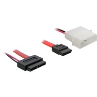 DeLOCK Adapterkabel SATA Slimline > SATA 7 Pin + 2 Pin rot/schwarz, 30cm