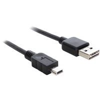 DeLOCK EASY-USB 2.0 Kabel, USB-A Stecker > Mini USB-B Stecker schwarz, 1 Meter, USB-A Stecker beidseitig verwendbar