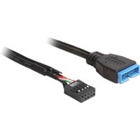 DeLOCK USB 2.0 Adapterkabel, 9 Pin Header Buchse > USB 3.2 Pin Header Stecker schwarz, 45cm