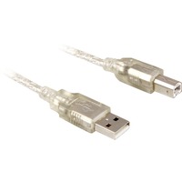 DeLOCK USB 2.0 Kabel, USB-A Stecker > USB-B Stecker transparent, 0,5 Meter
