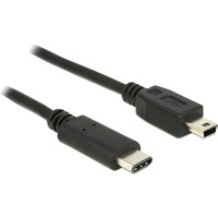 DeLOCK USB 2.0 Kabel, USB-C Stecker > Mini-USB Stecker schwarz, 1 Meter