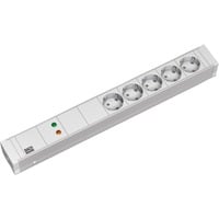 Bachmann 19" IT PDU Steckdosenleiste Basic 5-fach, 1HE weiß, 2 Meter, 5.000A Überspannungsschutz