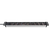 TestA Alu-Line 19" Steckdosenleiste 9-fach silber/schwarz, 1HE, 2 Meter
